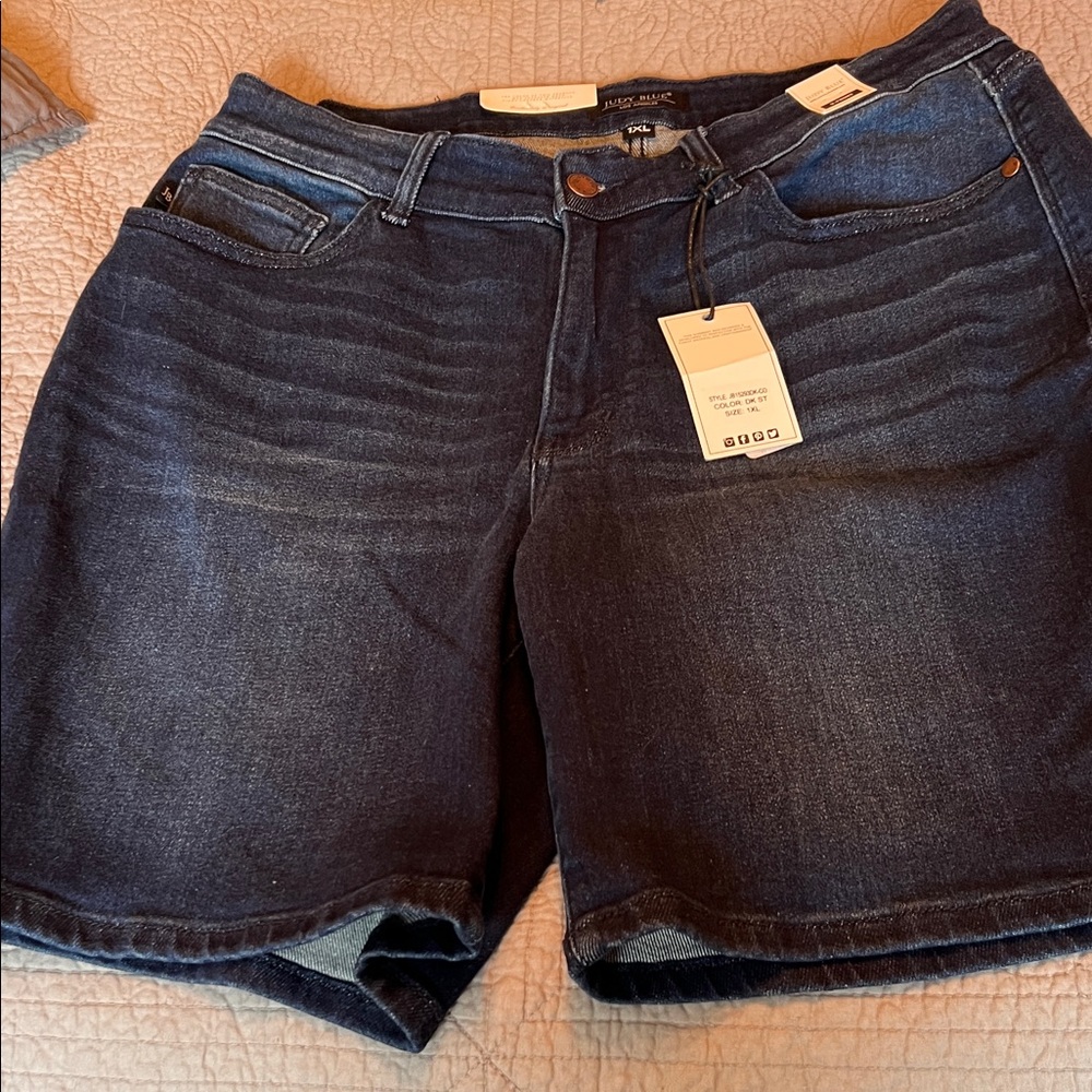 Judy Blue Dark Blue B Front Denim Women's Shorts